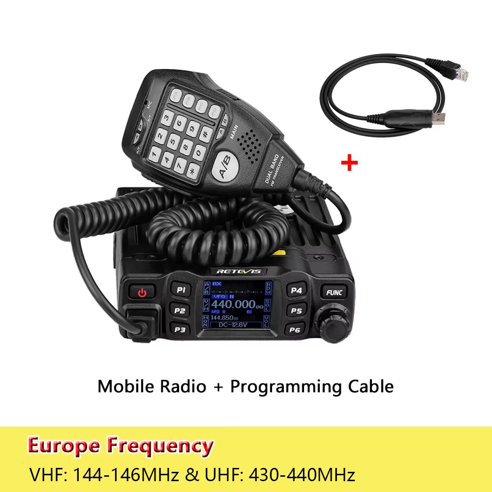 RT95 Mobile Ham Radio Two-Way Car Radio VHF UHF Dual Band Mobile Radio Station Transceiver Base Station for Camping